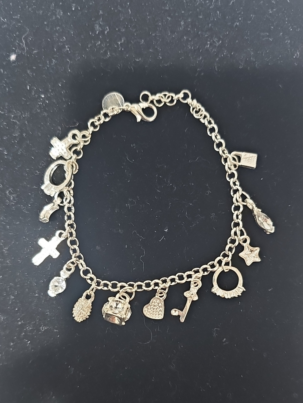 Sterling Silver 925 Bracelet with Mixed Charms - Women's Accessories